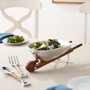 Godinger Wheelbarrow Salad Bowl & Servers, Alternative Metal